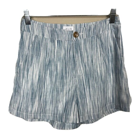 Le Lis High Rise linen blend lined blue white casual 2" shorts,‎ sz S, EUC - Picture 1 of 7